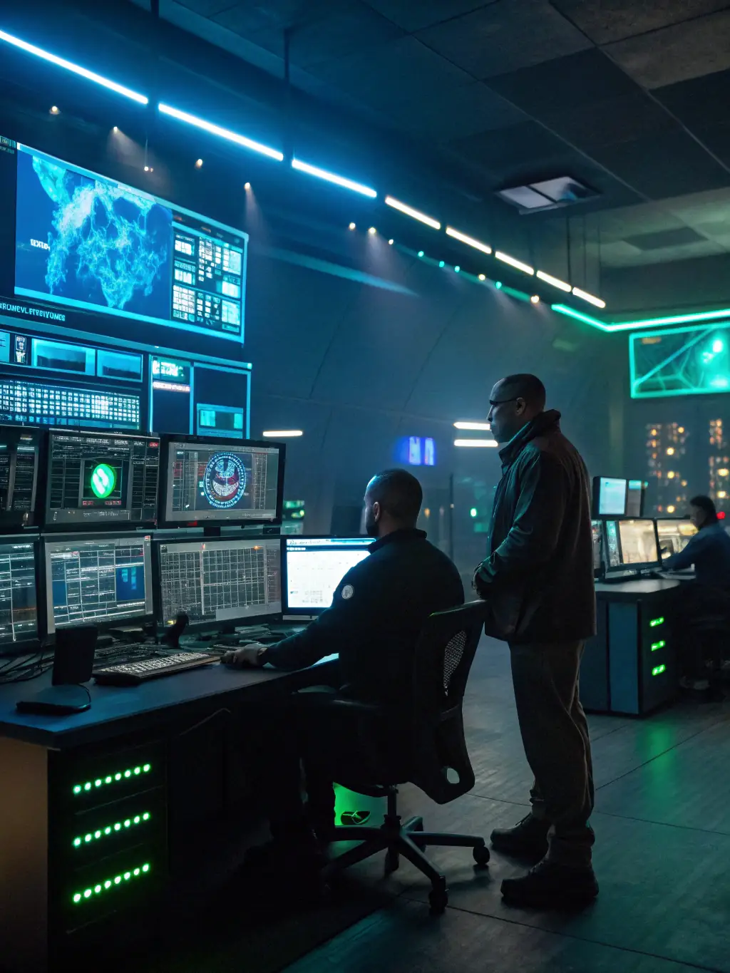 A network security operations center (SOC) interface displaying real-time threat detection in an industrial control system, highlighting Hiero Digital's cybersecurity solutions.