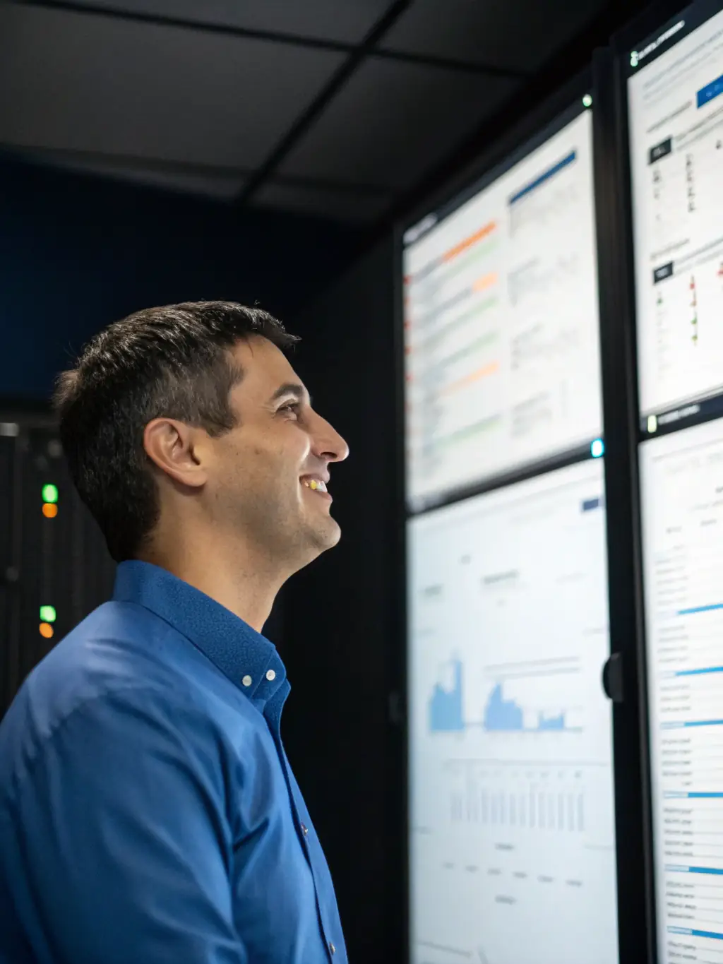 A detailed image of a network administrator analyzing a complex network diagram on a large screen, highlighting potential bottlenecks and vulnerabilities.