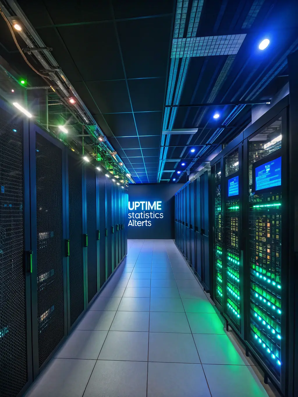 A graphical representation of a server farm undergoing load simulation, showing resource utilization and performance metrics, used for capacity planning.