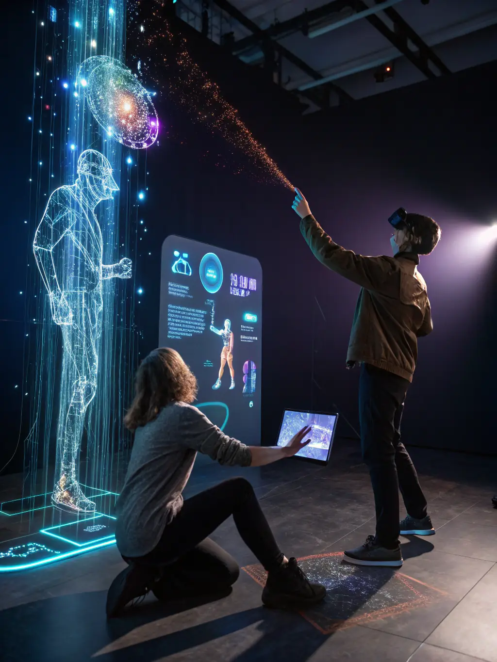 A futuristic graphic showing an AI agent seamlessly integrating with various communication channels (chat, email, CRM), representing enhanced customer interaction.