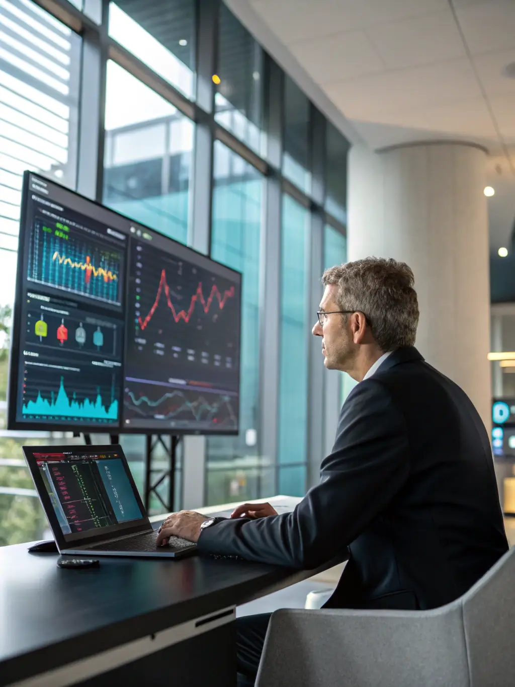 A futuristic image of an AI agent seamlessly integrated into a business's CRM system, providing real-time data analysis and personalized customer interactions.