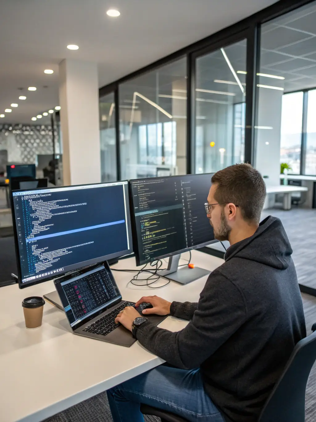 A visually striking image of a quality assurance engineer rigorously testing an AI model, with a focus on precision and reliability.