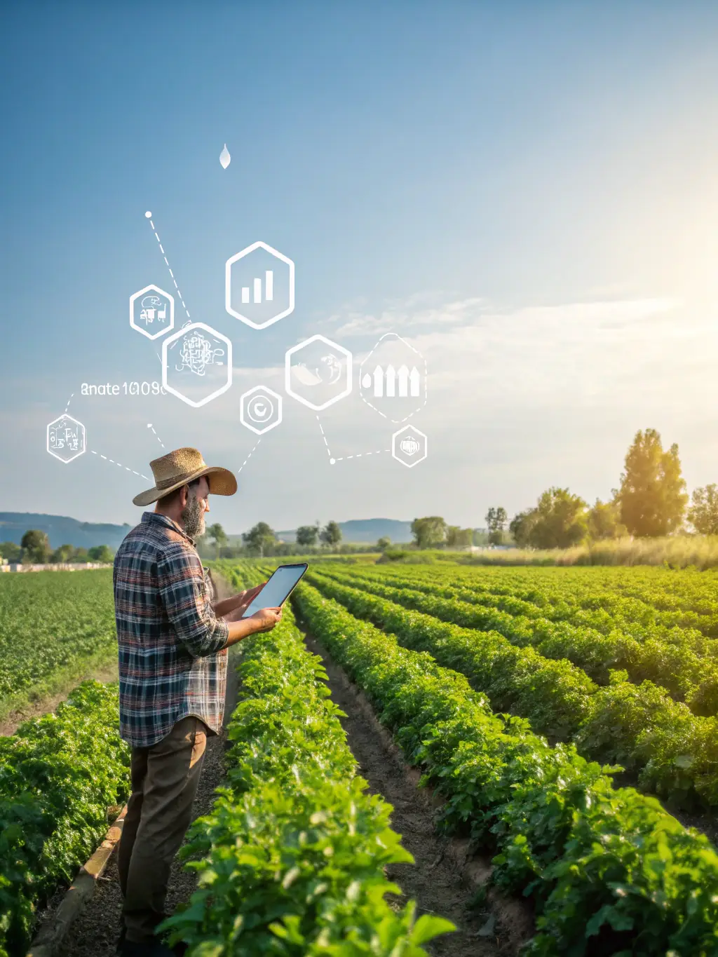 A visual representation of a digital twin of a farm, showcasing the benefits of digital transformation in agriculture.