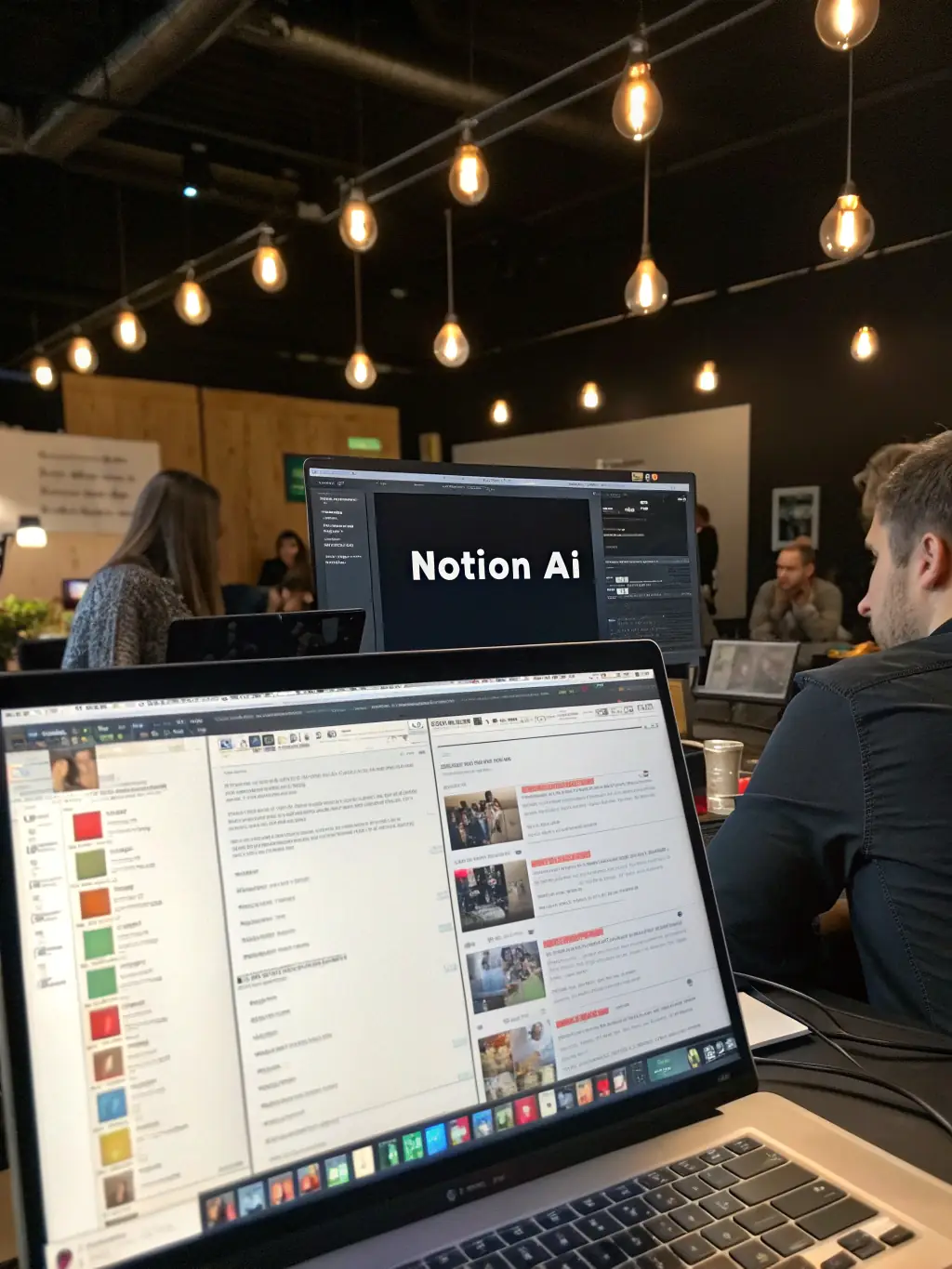 A whiteboard with sticky notes and diagrams illustrating potential AI applications within a business context.