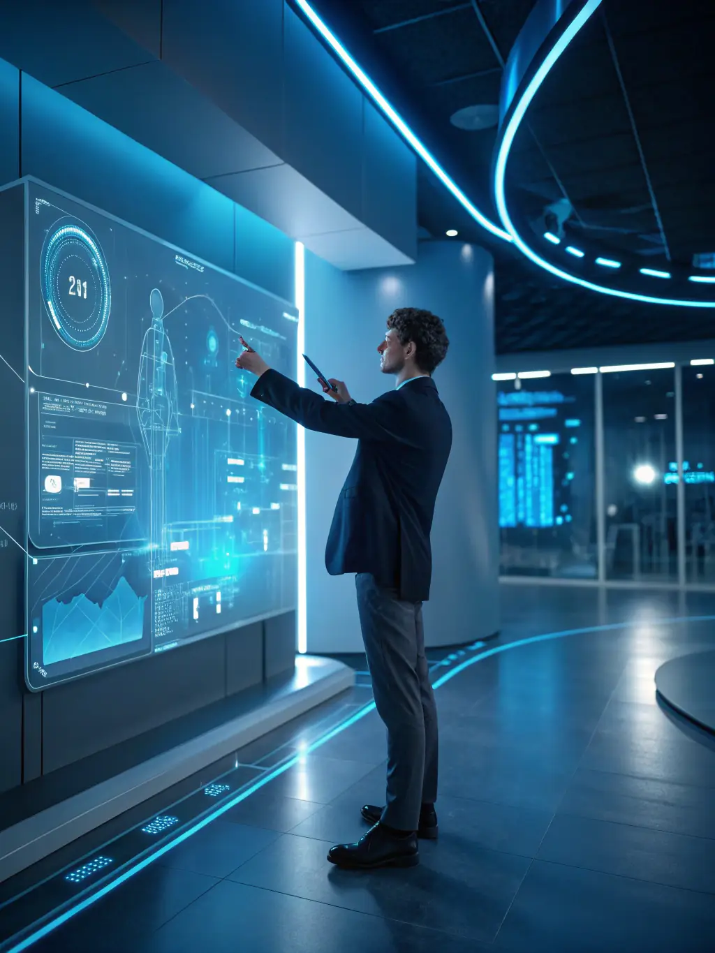 A futuristic image depicting an AI model seamlessly integrated into a business workflow, enhancing efficiency and productivity.