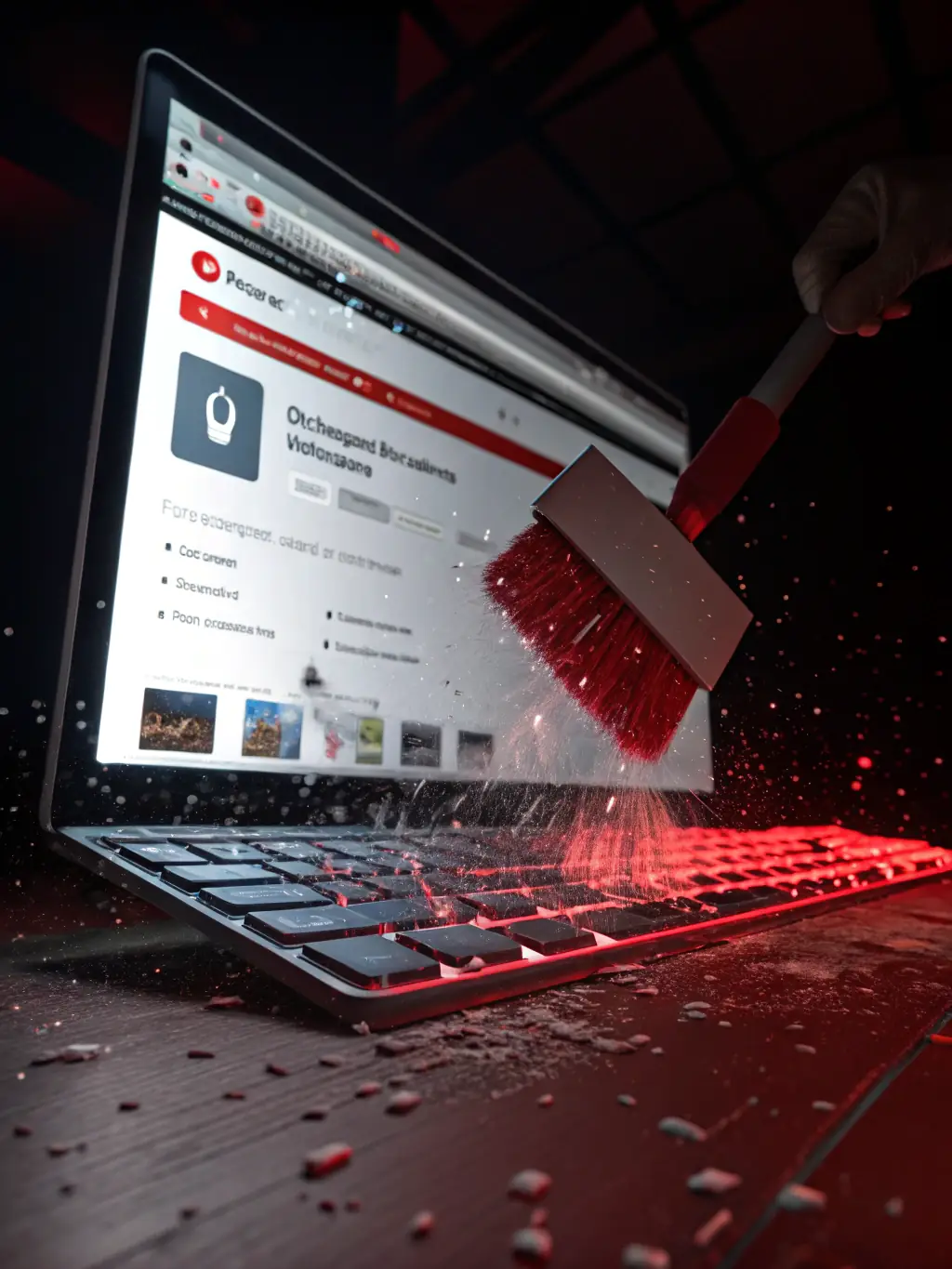 A graphic showing content being removed from various online platforms, illustrating the process of content deletion.