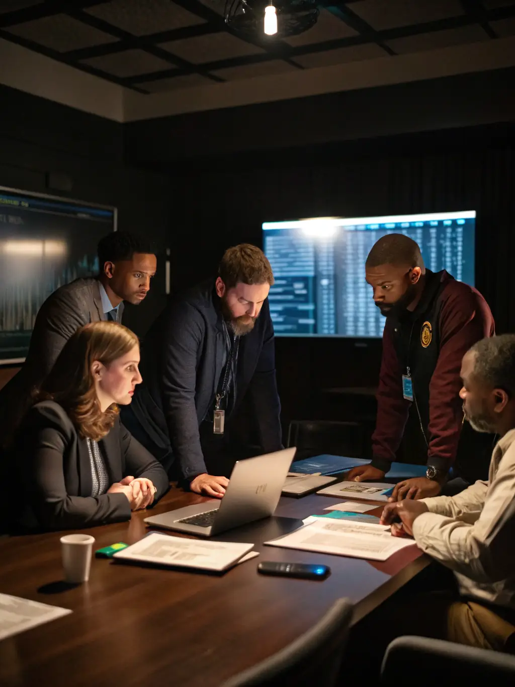 A dynamic image of a team participating in a crisis simulation exercise, showcasing collaboration, problem-solving, and decision-making under pressure.