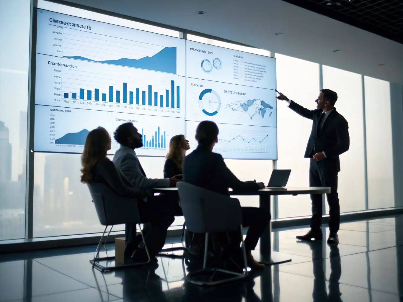 A consultant presenting proportionate recommendations to a client in a boardroom, emphasizing the practical and effective solutions offered by HIERO DIGITAL.